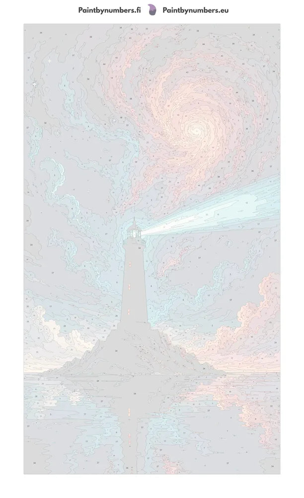 Numbered canvas - Lighthouse and Swirling Sky 40x70cm