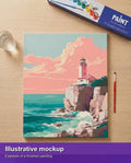 Thumbnail for Finished paint by numbers mockup - Lighthouse Serenity 40x50cm