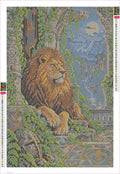 Thumbnail for Diamond painting adhesive canvas preview - Lion beneath the Ruined Arch