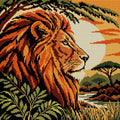 Thumbnail for Lion Profile in Copper Leaves, 40x40 cm diamond painting – full design preview without the close-up inset