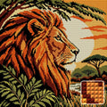 Thumbnail for Lion Profile in Copper Leaves, 40x40 cm diamond painting – finished design preview with a close-up of square drills