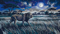 Thumbnail for Lion walking on the savanna under full moon paint by numbers