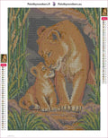 Thumbnail for Diamond painting adhesive canvas preview - Lioness Cub in the Reed Shelter