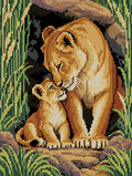 Thumbnail for Lioness Cub in the Reed Shelter, 30x40 cm diamond painting – full design preview without the close-up inset