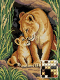 Thumbnail for Lioness Cub in the Reed Shelter, 30x40 cm diamond painting – finished design preview with a close-up of round drills