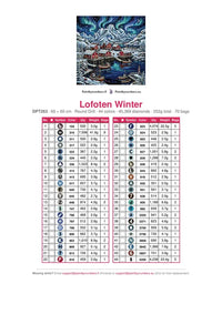 Thumbnail for Lofoten Winter diamond painting color chart – 44 DMC colors