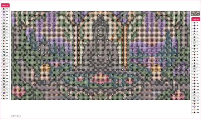 Diamond painting adhesive canvas preview - Lotus Basin Stillness