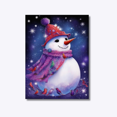 Glittering Snowman diamond painting with snowman design