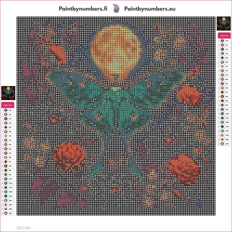 Diamond painting adhesive canvas preview - Luna Moth Full Moon