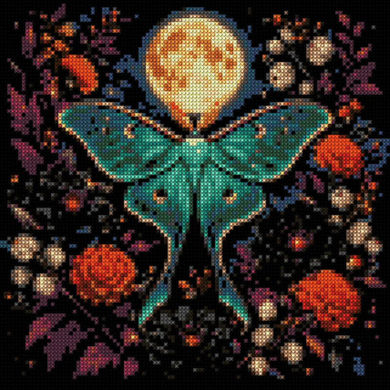 Diamond painting pattern chart - Luna Moth Full Moon