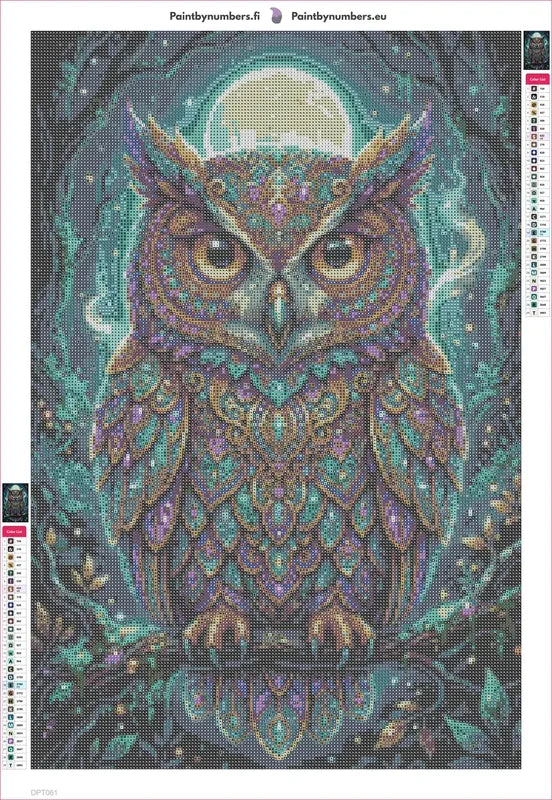 Lunar Owl diamond painting adhesive canvas 40x60cm