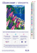 Thumbnail for Paint color chart and instructions - Lupins on the Fjord Shore 30x40cm