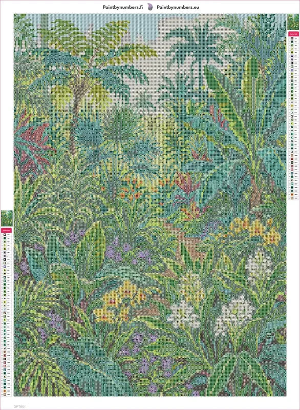 Diamond painting adhesive canvas preview - Lush Tropical Jungle Path