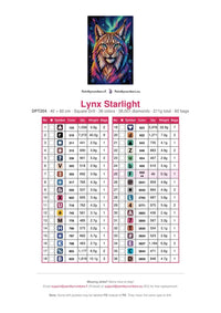 Thumbnail for DMC color chart for Lynx Starlight diamond painting - 36 colors