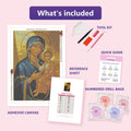 Thumbnail for Madonna and Child 40x60cm diamond painting kit contents: adhesive canvas, color chart, tools and diamond bags