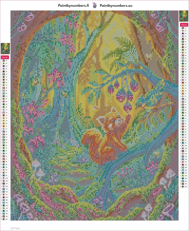 Diamond painting adhesive canvas preview - Magical Forest Red Panda