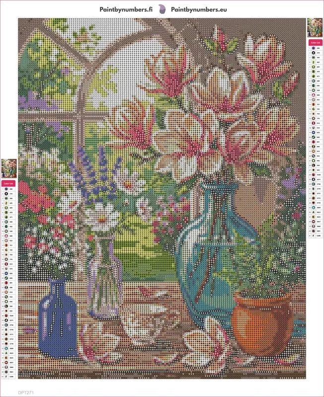 Diamond painting adhesive canvas preview - Magnolias & Lavender