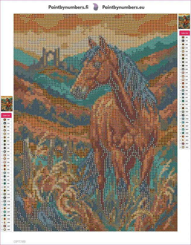Diamond painting adhesive canvas preview - Majestic Horse in Autumn Hills