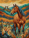 Thumbnail for Majestic Horse in Autumn Hills, 30x40 cm diamond painting – full design preview without the close-up inset