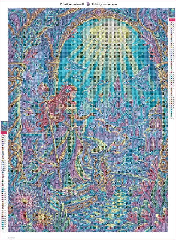 Diamond painting adhesive canvas preview - Majestic Mermaid Underwater Palace