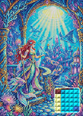 Thumbnail for Majestic Mermaid Underwater Palace, 50x70 cm diamond painting – finished design preview with a close-up of square drills