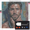 Thumbnail for Man Closeup diamond painting canvas 40x40cm with included tools - diamond pen, wax, sorting tray and tweezers