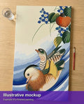 Thumbnail for Finished paint by numbers mockup - Mandarin Ducks and Flowering Plants 40x70cm