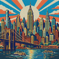 Thumbnail for Manhattan Deco Sunburst, 50x50 cm diamond painting – full design preview without the close-up inset