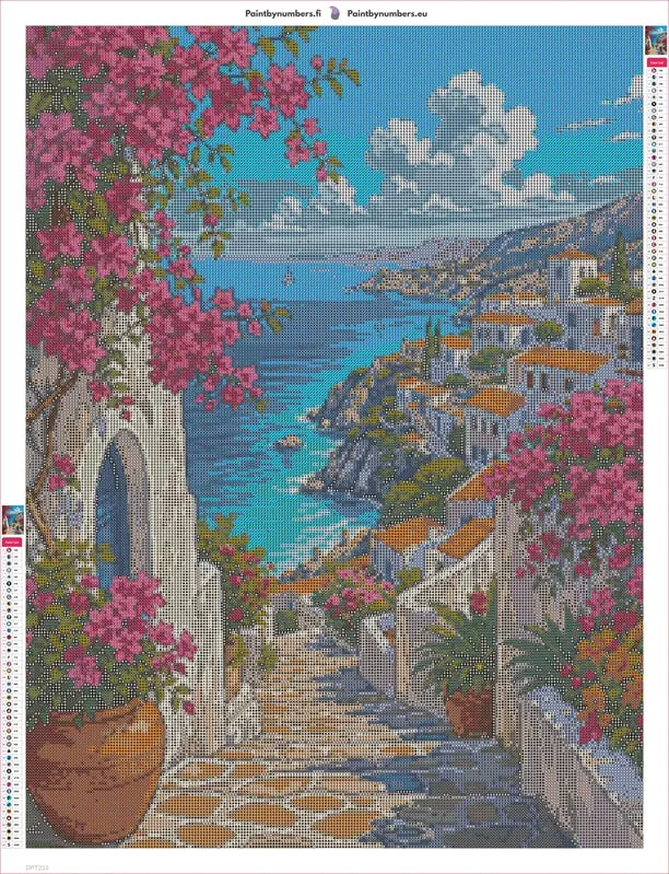 Diamond painting adhesive canvas preview - Mediterranean Steps