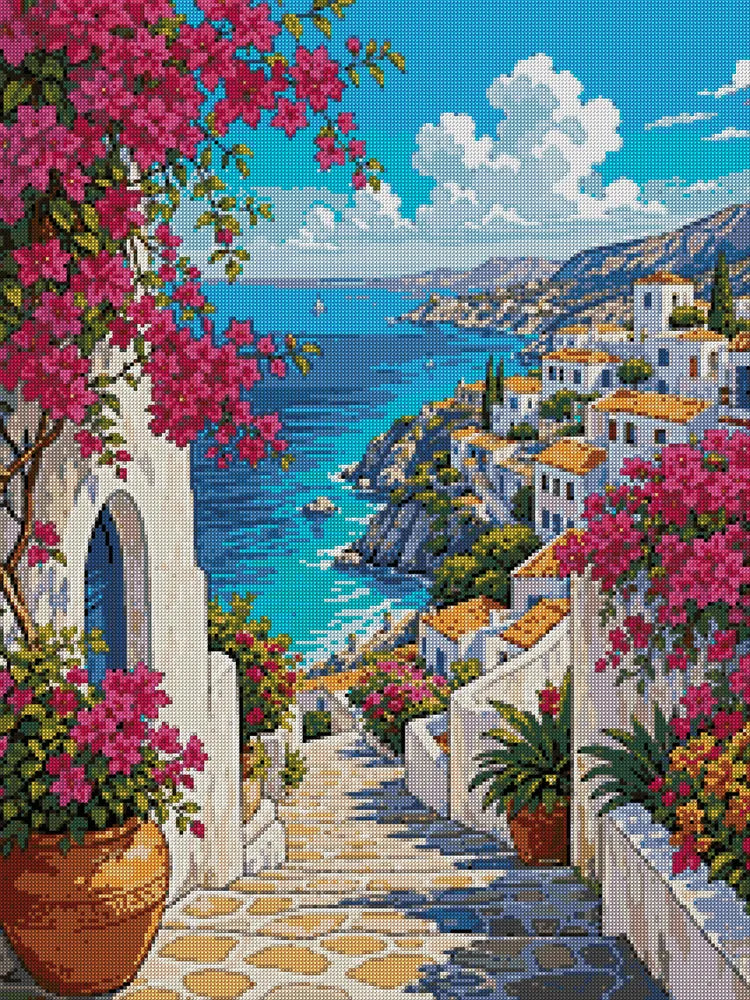 Diamond painting pattern chart - Mediterranean Steps