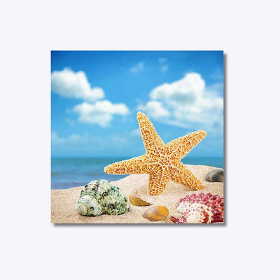 Seaside diamond painting with starfish and beach theme
