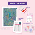 Thumbnail for What is included in the Mermaid Family Underwater Kingdom diamond painting kit - adhesive canvas, reference sheet, tools and numbered drill bags