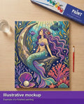 Thumbnail for Finished paint by numbers mockup - Mermaid on Coral Reef 40x50cm