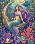 Thumbnail for Mermaid on coral reef paint by numbers, colorful and detailed
