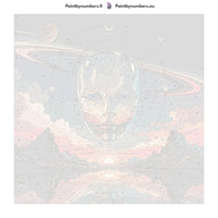Thumbnail for Numbered canvas - Metallic Mask and Sunset Planets 50x50cm
