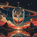 Thumbnail for Metallic mask and planets Paint By Numbers, space and sunset.