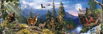 Forest Animals diamond painting panoramic forest wildlife scene