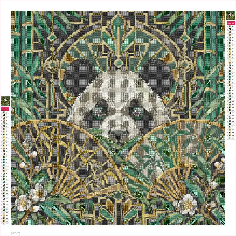 Diamond painting adhesive canvas preview - Midnight Bamboo Geometry