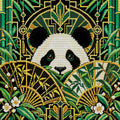 Thumbnail for Midnight Bamboo Geometry, 50x50 cm diamond painting – full design preview without the close-up inset