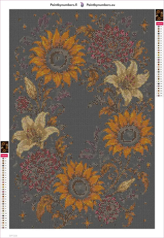 Midnight Flowers diamond painting adhesive canvas 40x60cm