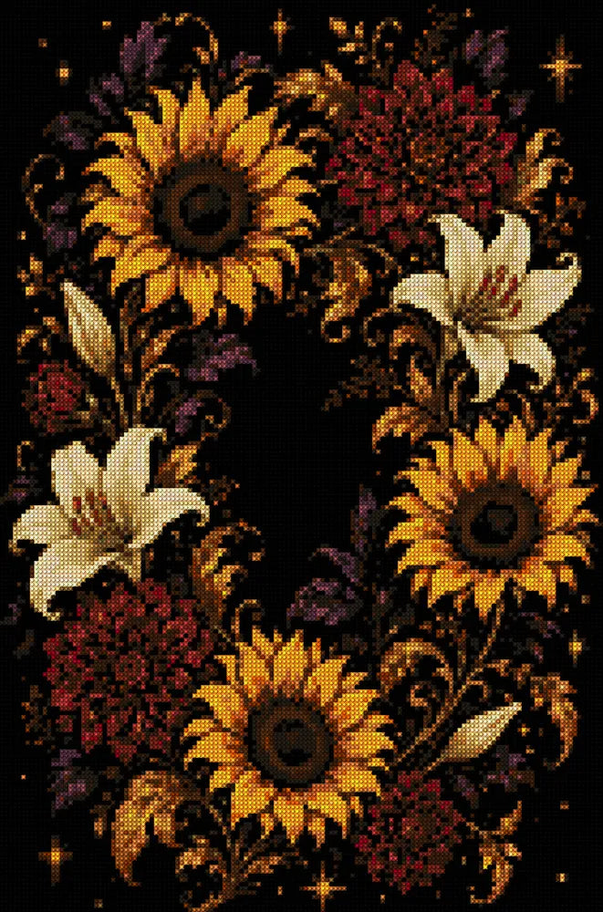 Diamond pattern - Midnight Flowers