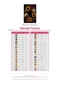 Thumbnail for Midnight Flowers diamond painting color chart – 30 DMC colors