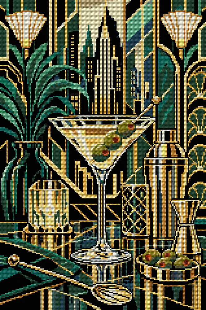 Midnight Martini Architecture, 40x60 cm diamond painting – full design preview without the close-up inset