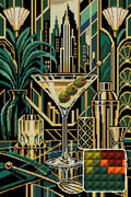 Thumbnail for Midnight Martini Architecture, 40x60 cm diamond painting – finished design preview with a close-up of square drills
