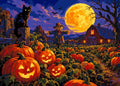 Thumbnail for Black cat, pumpkins and barn paint by numbers. Halloween-themed autumn scene.