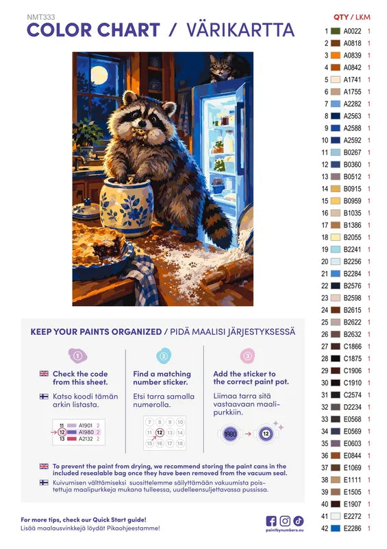 Paint color chart and instructions - Midnight Snack 50x70cm