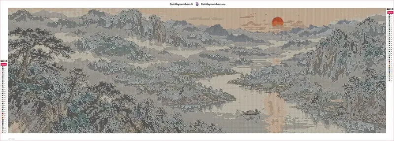 Diamond painting adhesive canvas preview - Misty Mountains Ink Panorama