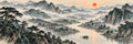 Thumbnail for Misty Mountains Ink Panorama, 120x40 cm diamond painting – original artwork the design is made from