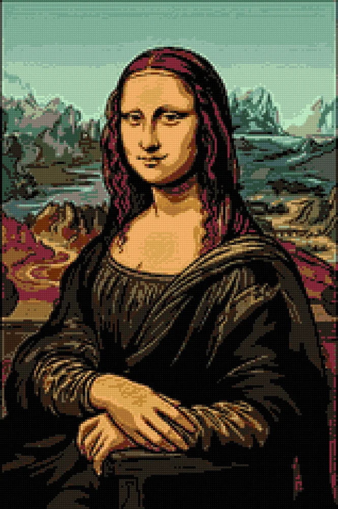 Förhandsvisning av diamantmönstret för Leonardo da Vincis Mona Lisa