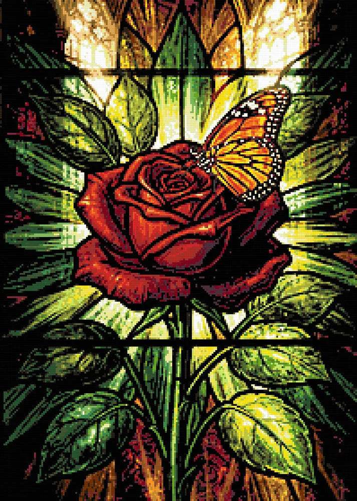 Diamond pattern - Monarch on Rose